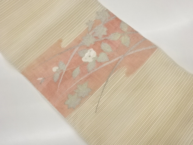 JAPANESE KIMONO / RO-TSUZURE FLORAL PATTERN WEAVE NAGOYA OBI